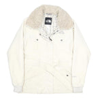 THE NORTH FACE Womens White Jacket S Polyester Sherpa Collar Zip Up Winter Wear