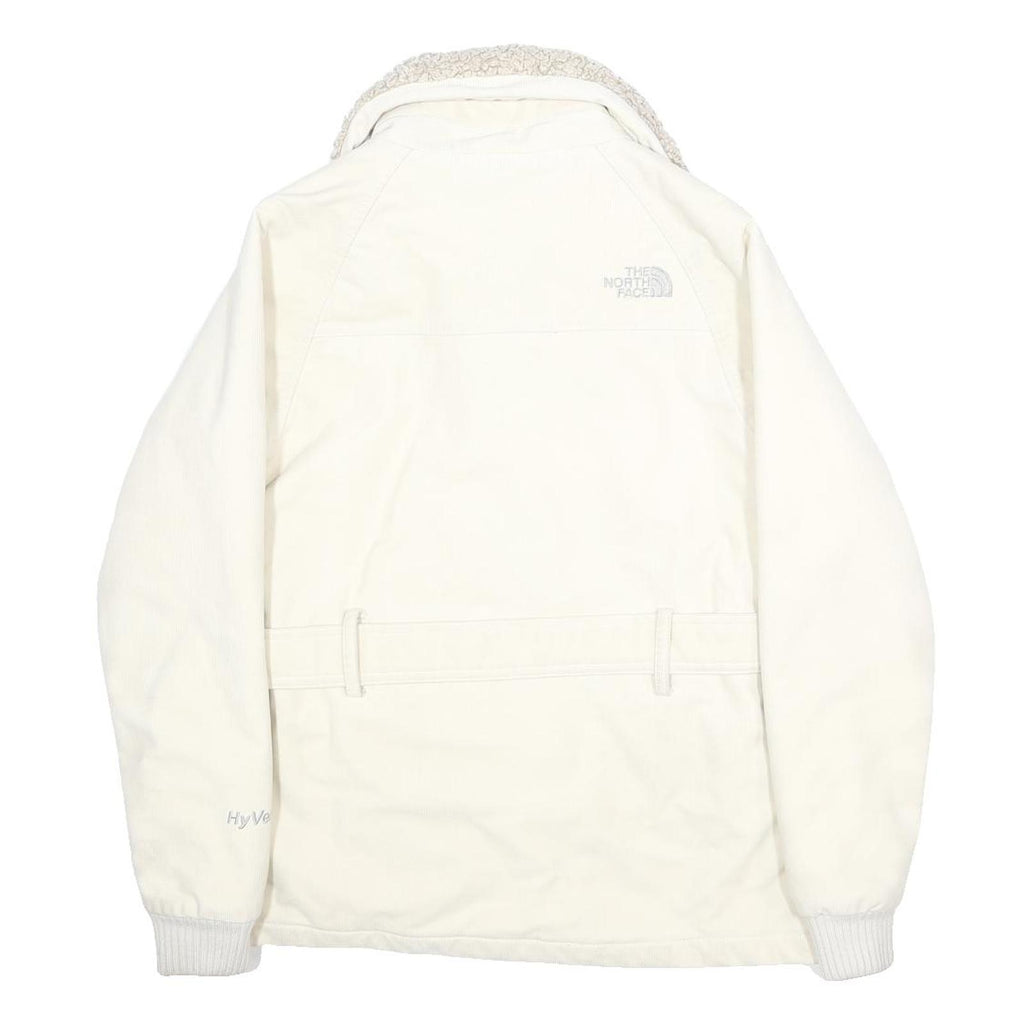 THE NORTH FACE Womens White Jacket S Polyester Sherpa Collar Zip Up Winter Wear
