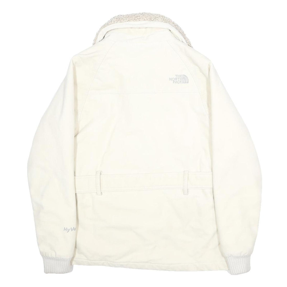 THE NORTH FACE Womens White Jacket S Polyester Sherpa Collar Zip Up Winter Wear