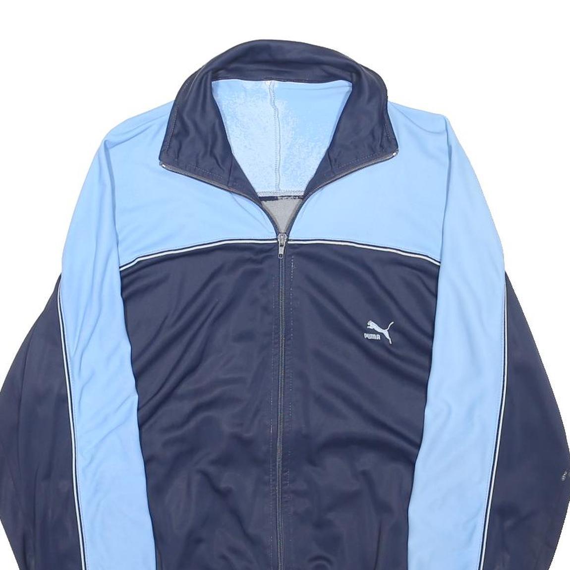 PUMA Mens Navy & Light Blue Retro Jacket L Polyester Blend Zip Sport Casual