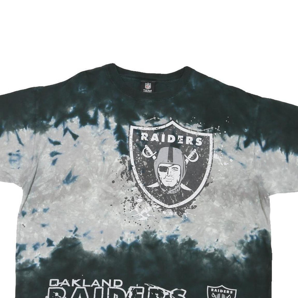 NFL Mens Black & Grey Raiders Graphic T-Shirt XL Short Sleeve Crew Neck Sports