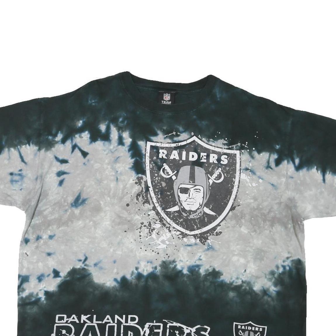 NFL Mens Black & Grey Raiders Graphic T-Shirt XL Short Sleeve Crew Neck Sports