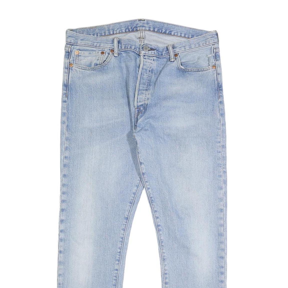 LEVI'S 501S Mens Jeans Blue Slim Straight Denim Light W36 L29 Button Closure