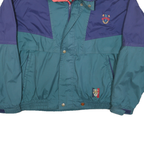 SUNICE Mens Blue & Teal Colourblock Zip Up Nylon Jacket M Lightweight Retro