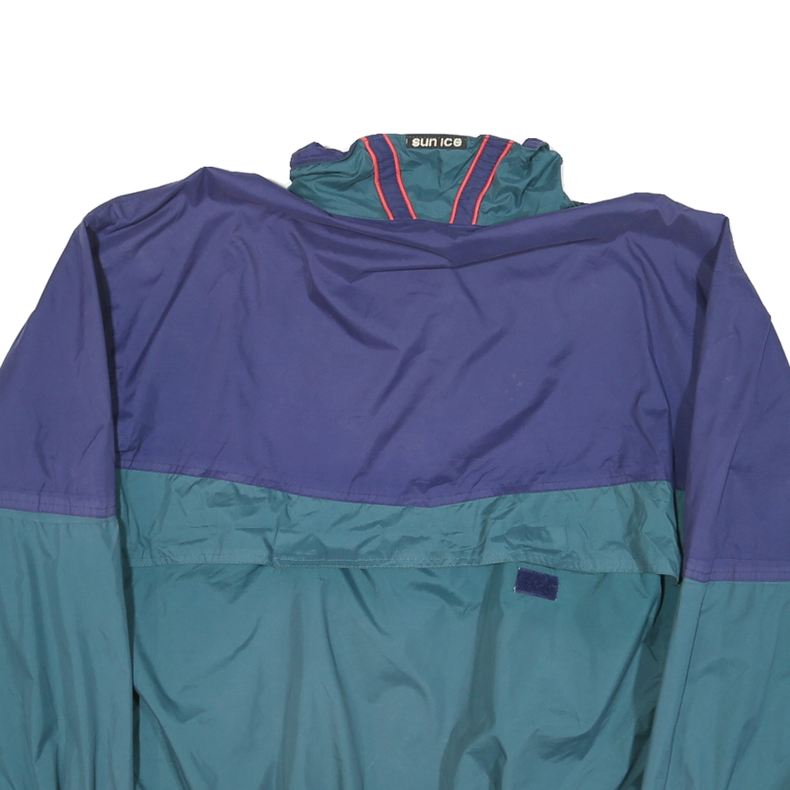 SUNICE Mens Blue & Teal Colourblock Zip Up Nylon Jacket M Lightweight Retro
