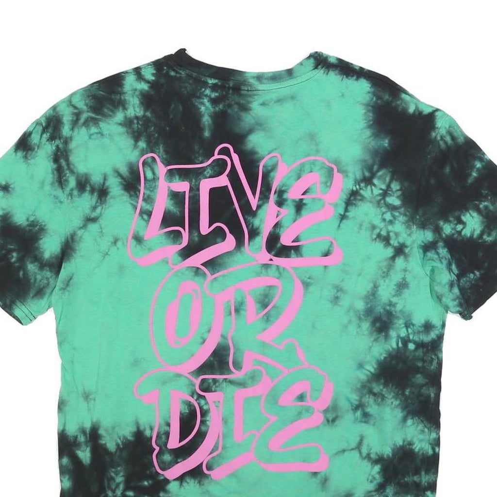 FSBN Mens Green & Black Tie Dye Graphic T-Shirt XS Short Sleeve Crew Neck