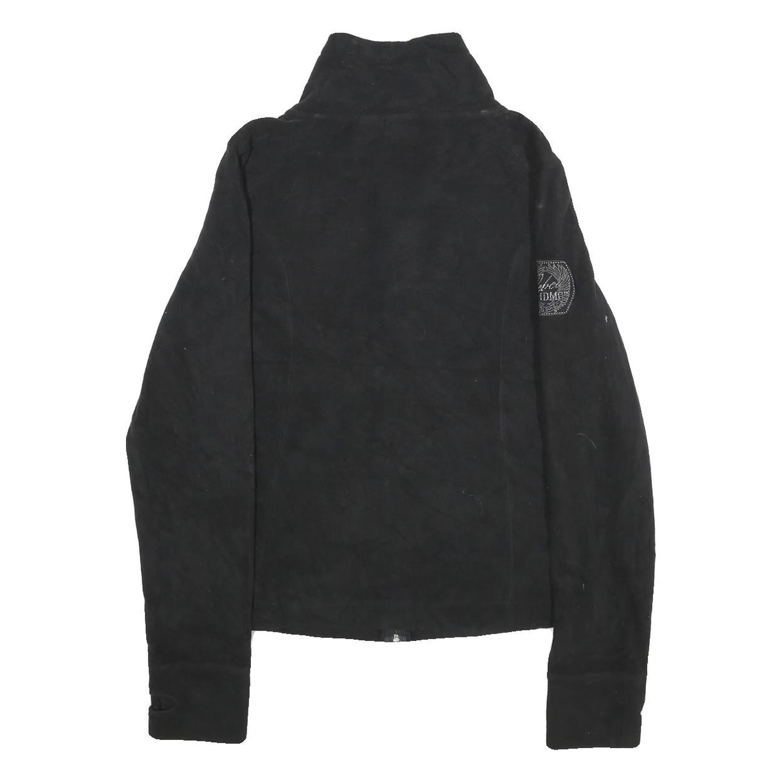 HARLEY DAVIDSON Womens Black Zip Jacket L Polyester Embroidered Casual