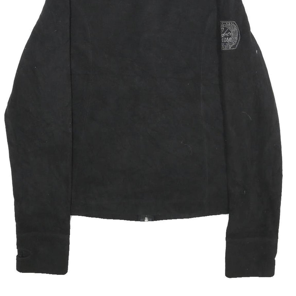 HARLEY DAVIDSON Womens Black Zip Jacket L Polyester Embroidered Casual