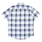 TOMMY HILFIGER Mens Blue & Grey Check Shirt L Cotton Short Sleeve Casual
