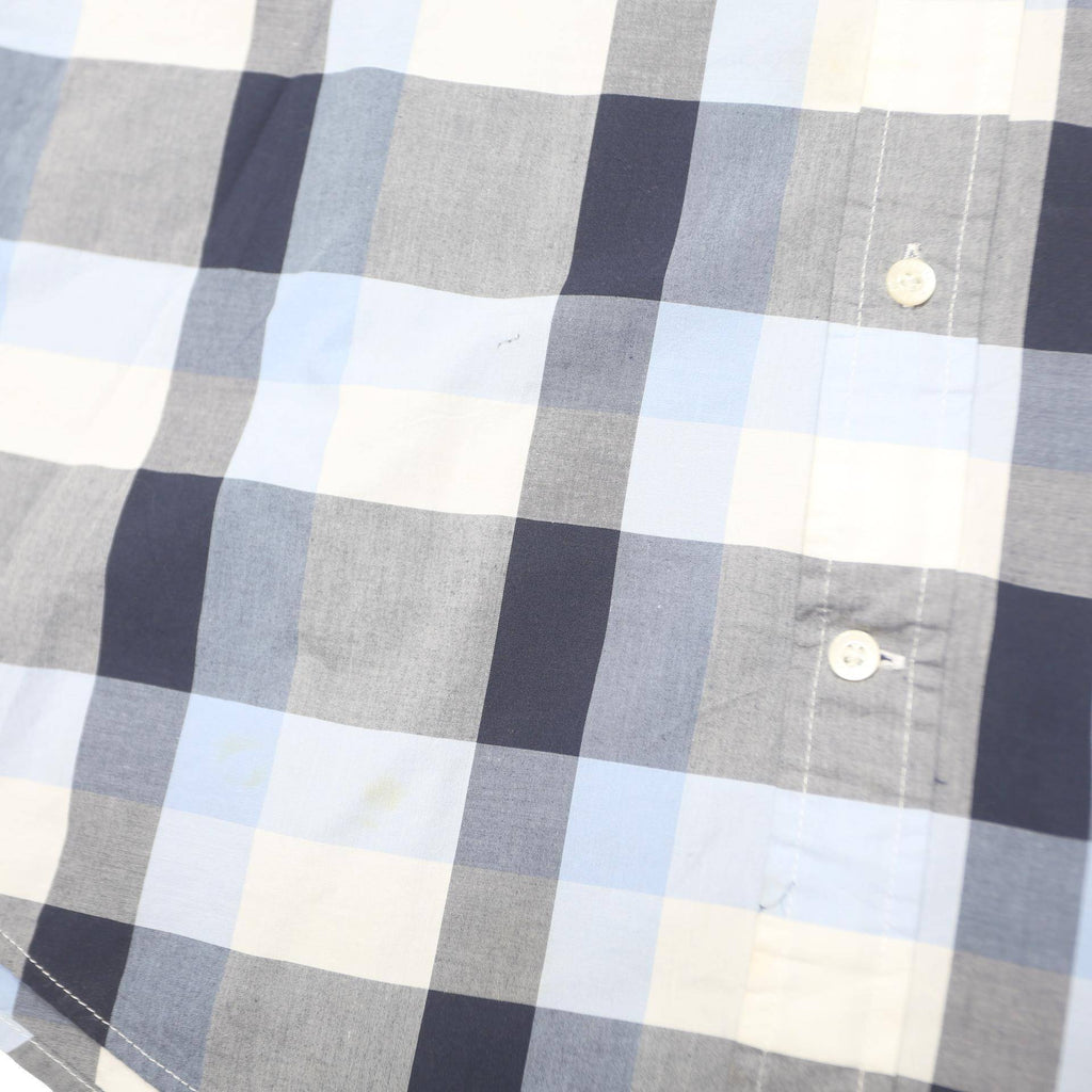 TOMMY HILFIGER Mens Blue & Grey Check Shirt L Cotton Short Sleeve Casual
