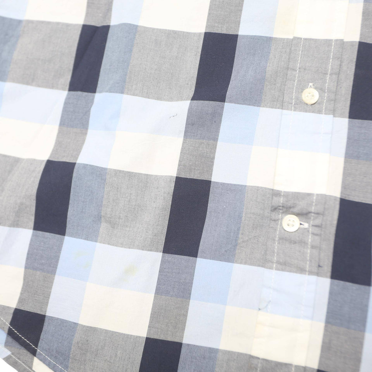 TOMMY HILFIGER Mens Blue & Grey Check Shirt L Cotton Short Sleeve Casual
