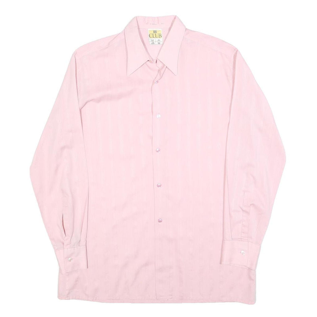 CLUB Mens Pink Long Sleeve Shirt M Polyester Blend Button Closure Formal Wear