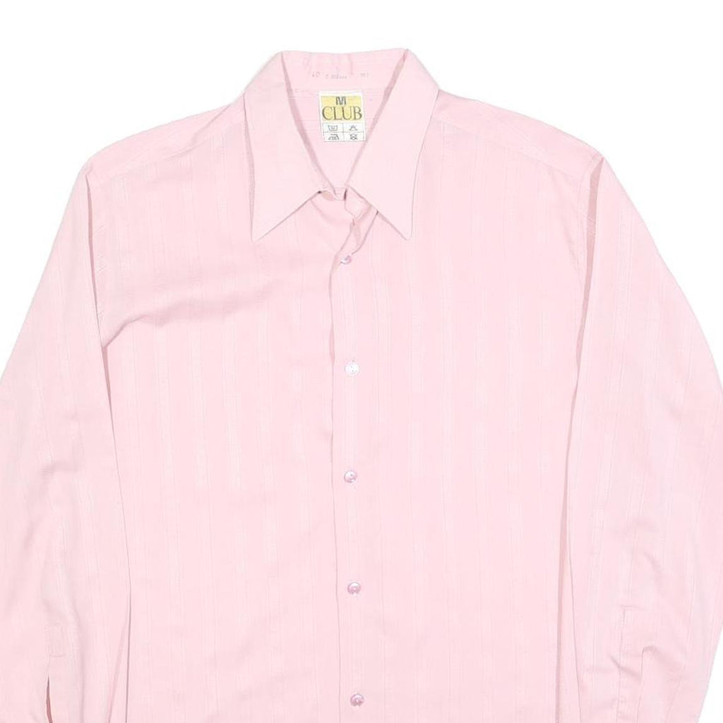 CLUB Mens Pink Long Sleeve Shirt M Polyester Blend Button Closure Formal Wear