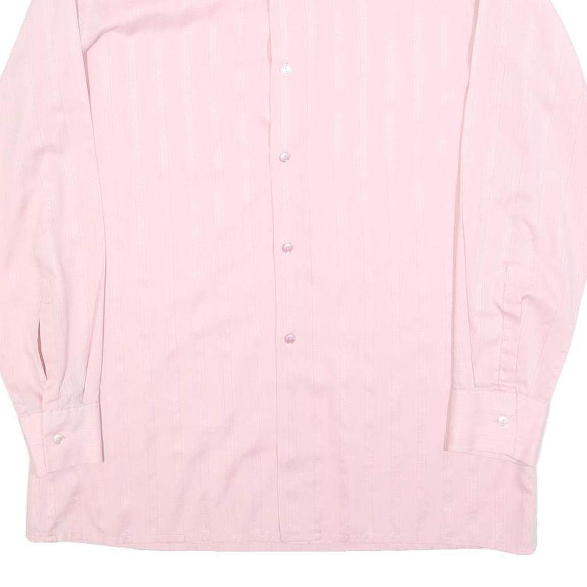 CLUB Mens Pink Long Sleeve Shirt M Polyester Blend Button Closure Formal Wear