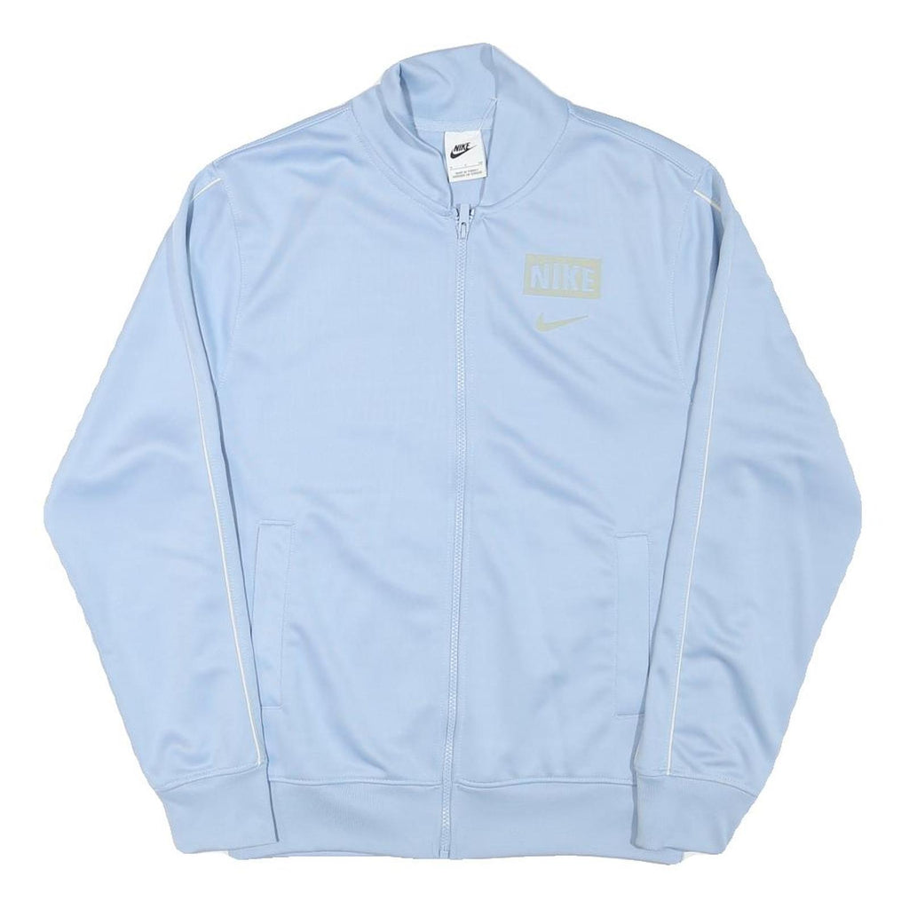 NIKE Mens Blue Light Blue Logo Track Jacket S Polyester Blend Zip Casual