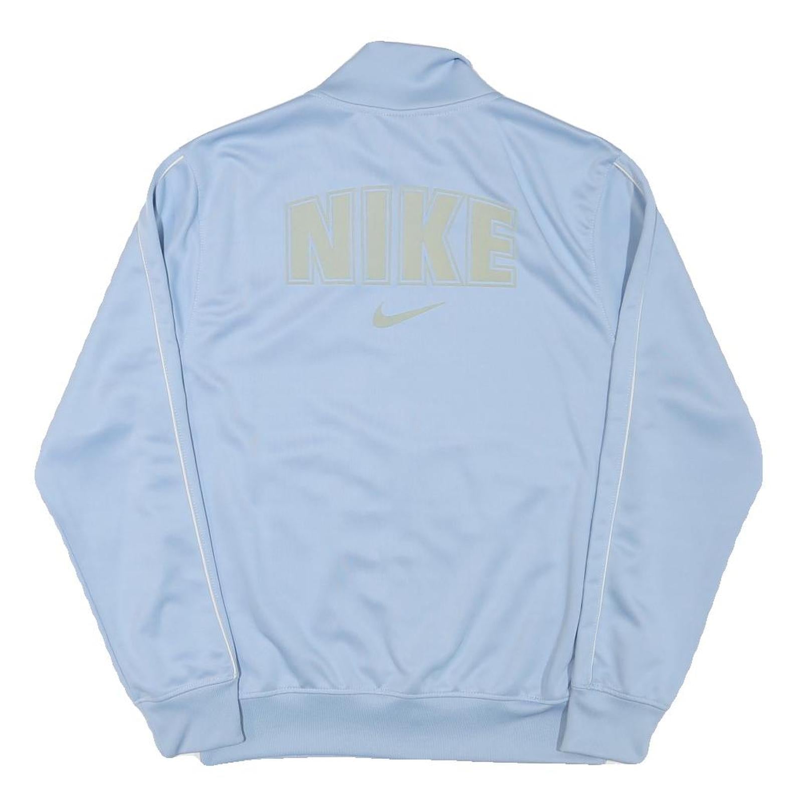 NIKE Mens Blue Light Blue Logo Track Jacket S Polyester Blend Zip Casual