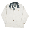 MV SPORT Mens White & Navy Coat Jacket M Cotton Button Plaid Check Casual
