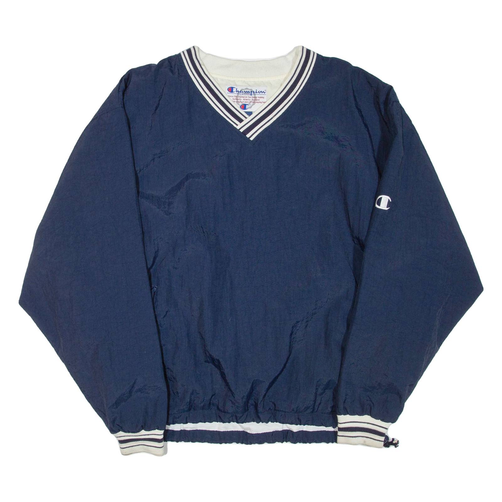 CHAMPION Mens Sweatshirt Blue V-Neck Nylon XL