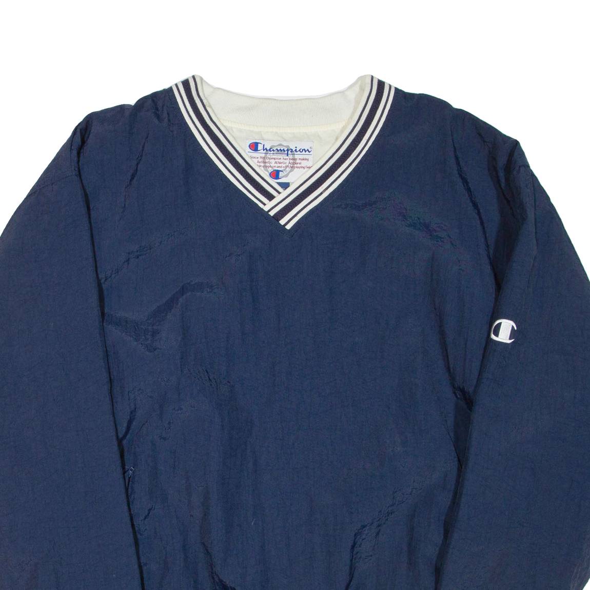 CHAMPION Mens Sweatshirt Blue V-Neck Nylon XL