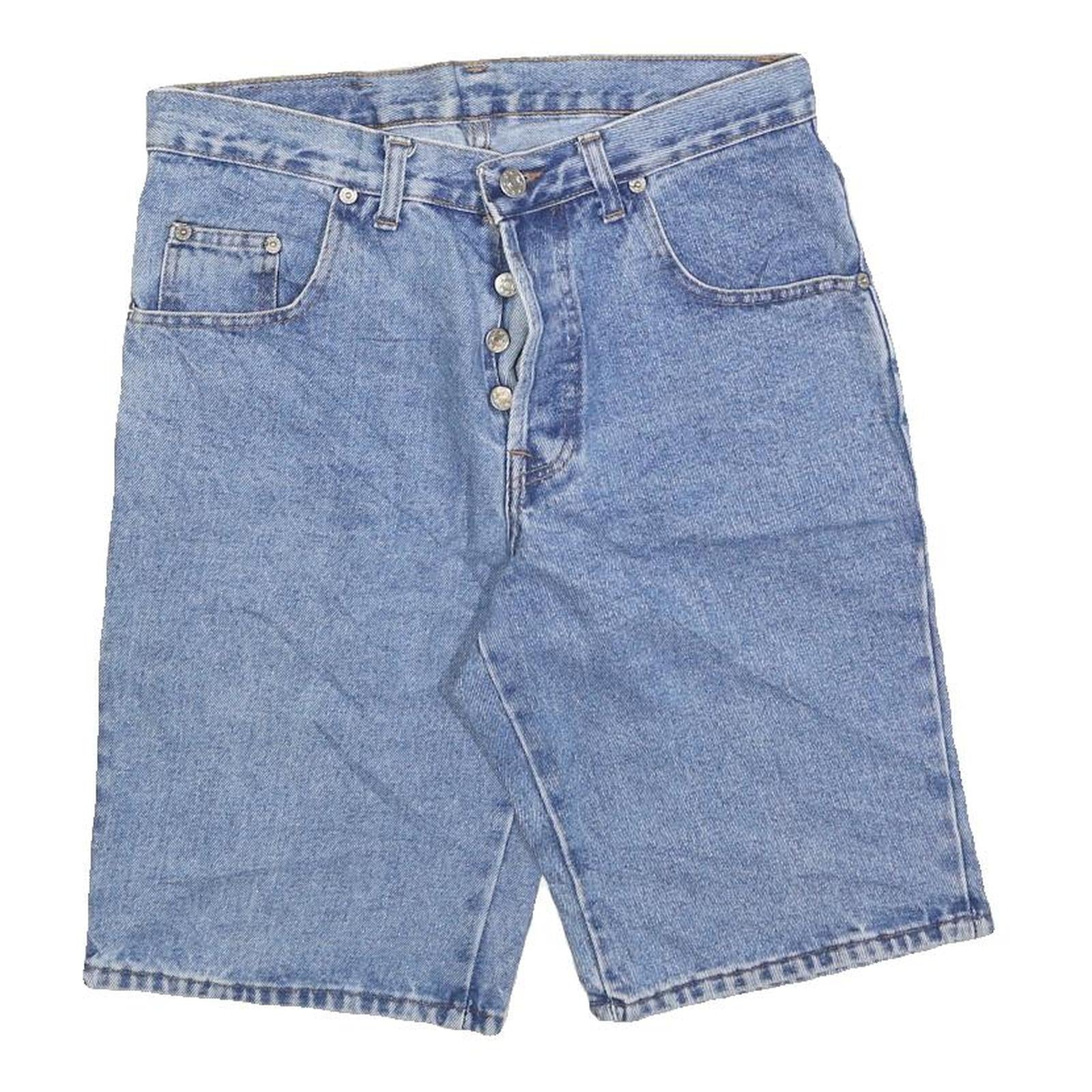 CHAMACCO Womens Denim Blue Casual Shorts M W30 Button Fly Pockets