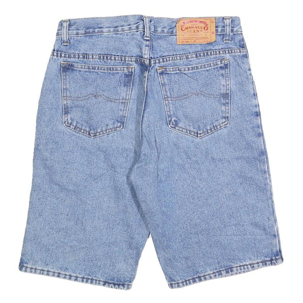 CHAMACCO Womens Denim Blue Casual Shorts M W30 Button Fly Pockets