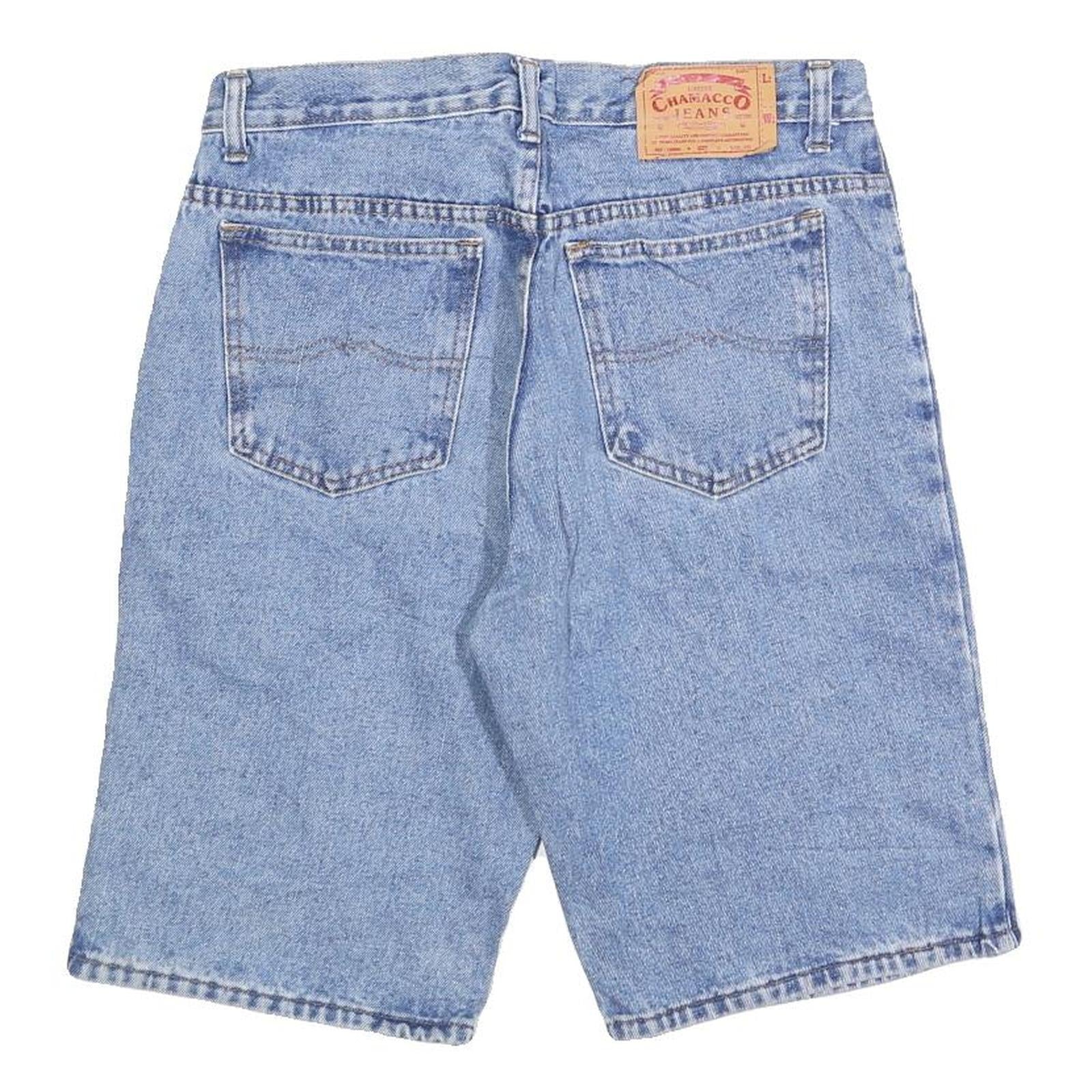 CHAMACCO Womens Denim Blue Casual Shorts M W30 Button Fly Pockets