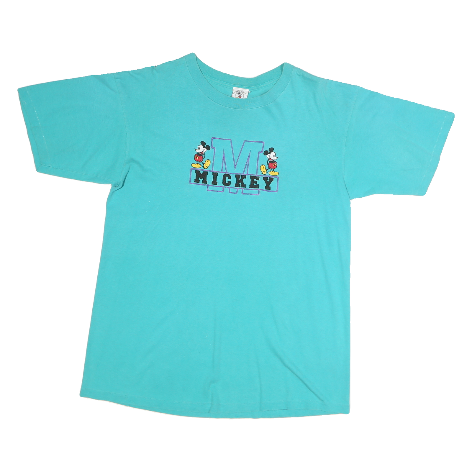 MICKEY & CO Mens Blue Graphic T-Shirt L Short Sleeve Crew Neck Cotton Casual