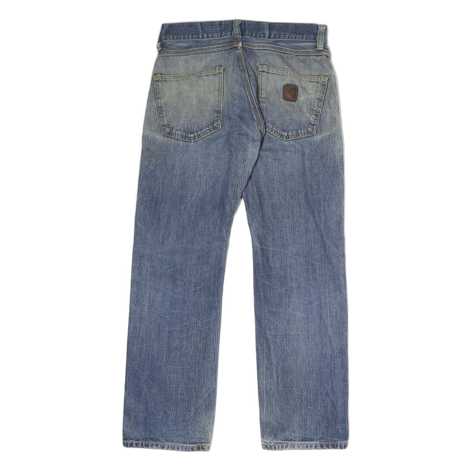 CARHARTT Mens Blue Regular Fit Denim Jeans W30 L30 Workwear Casual Zip Closure