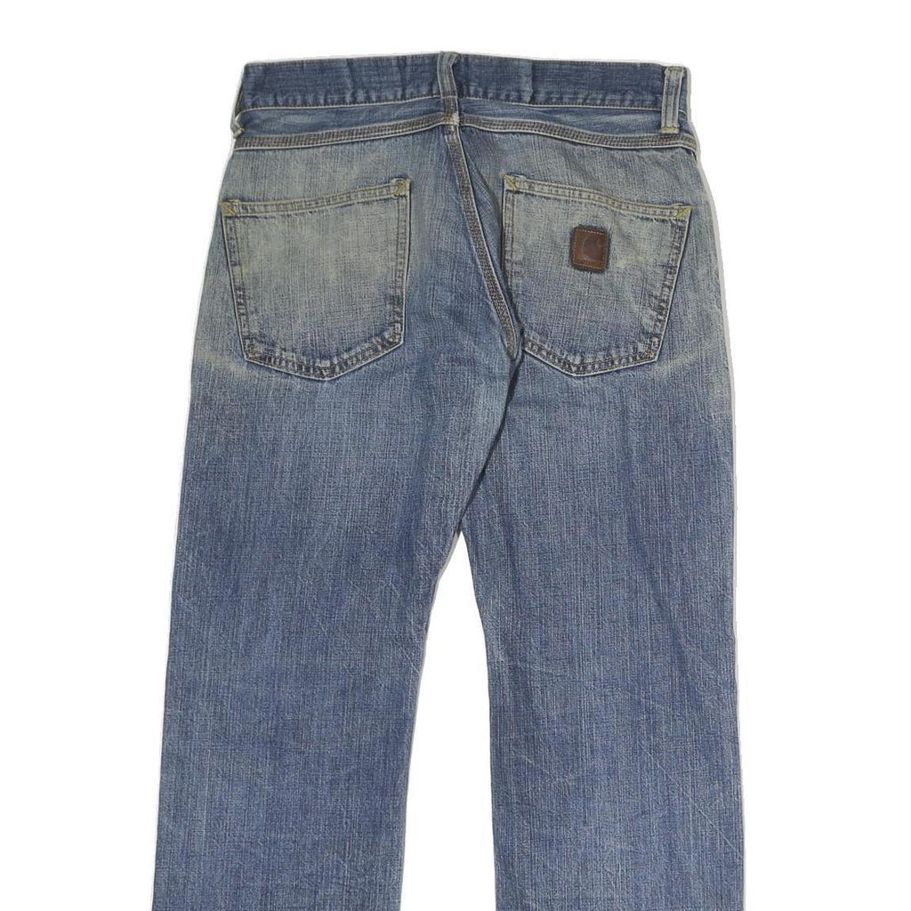 CARHARTT Mens Blue Regular Fit Denim Jeans W30 L30 Workwear Casual Zip Closure