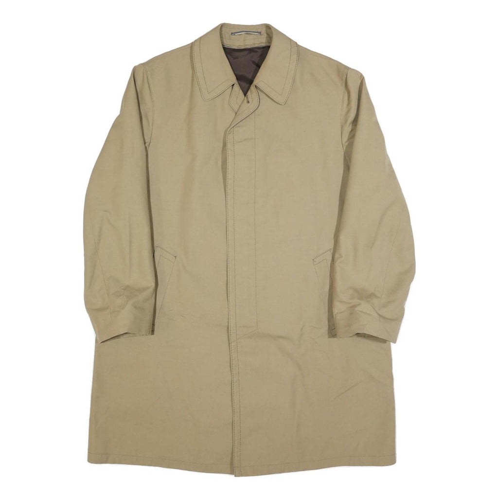 Mens Beige Cotton Blend Classic Jacket Button Closure L L Plain