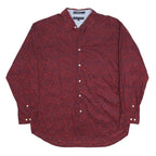 TOMMY HILFIGER Mens Maroon Pattern Shirt XL Cotton Long Sleeve Casual