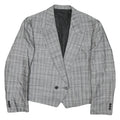 Womens Grey Check Tailored Jacket L Polyester Blend Button Closure Cropped