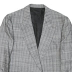 Womens Grey Check Tailored Jacket L Polyester Blend Button Closure Cropped