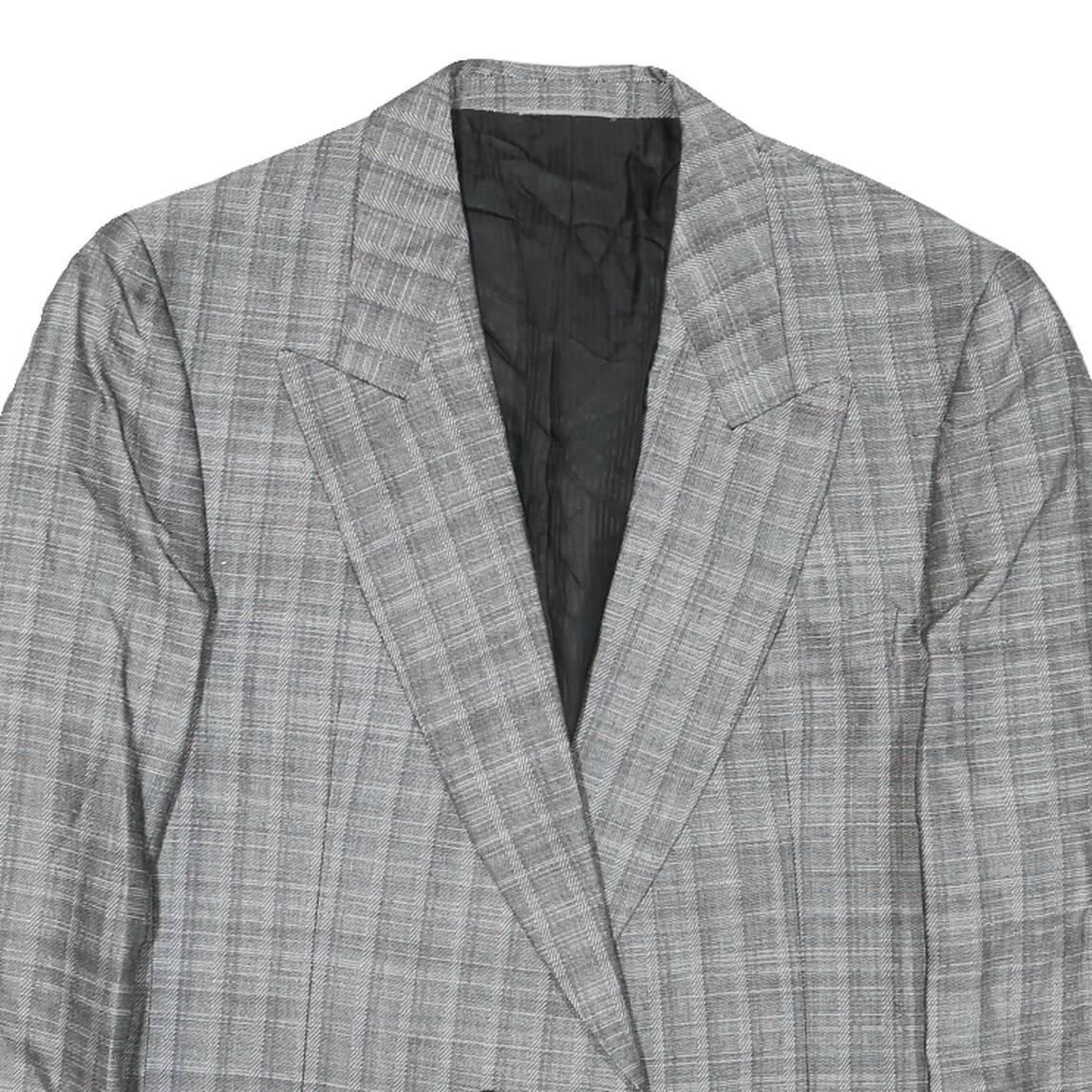 Womens Grey Check Tailored Jacket L Polyester Blend Button Closure Cropped