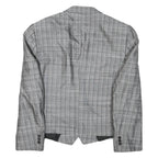 Womens Grey Check Tailored Jacket L Polyester Blend Button Closure Cropped