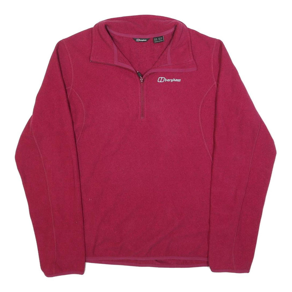 BERGHAUS Womens Red Pullover Plain Crew Neck Basic Knit UK 12 Fleece Jumper