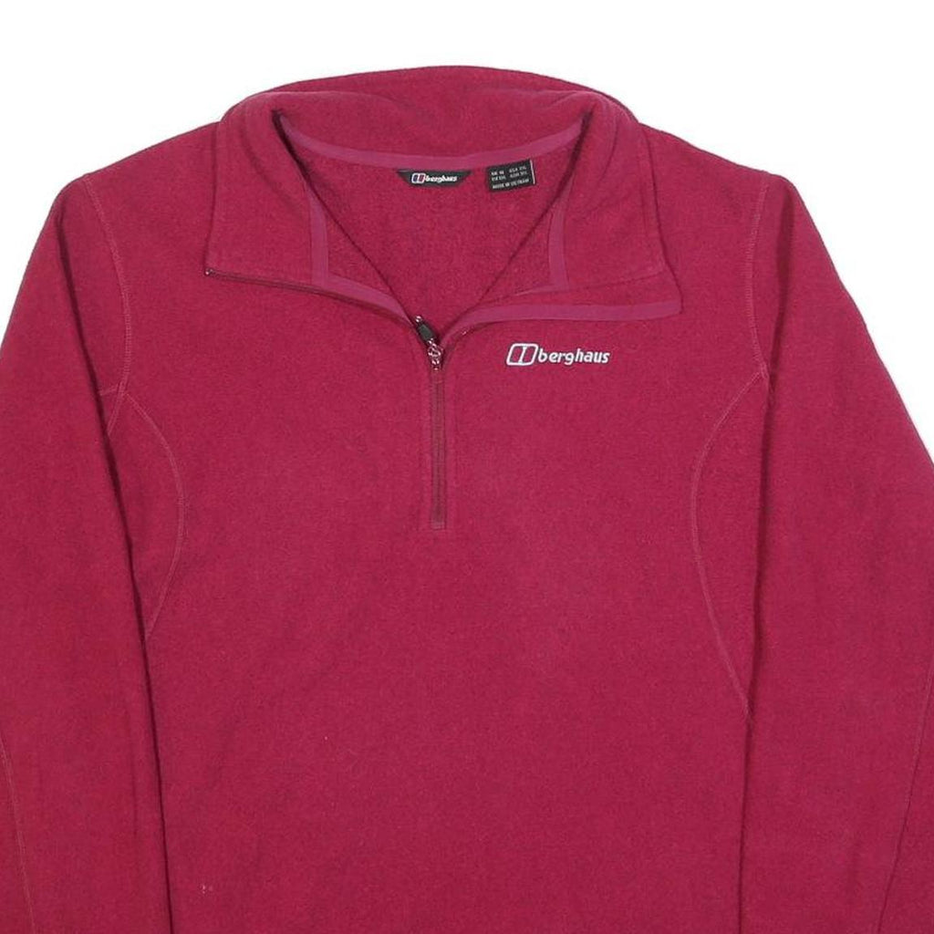 BERGHAUS Womens Red Pullover Plain Crew Neck Basic Knit UK 12 Fleece Jumper