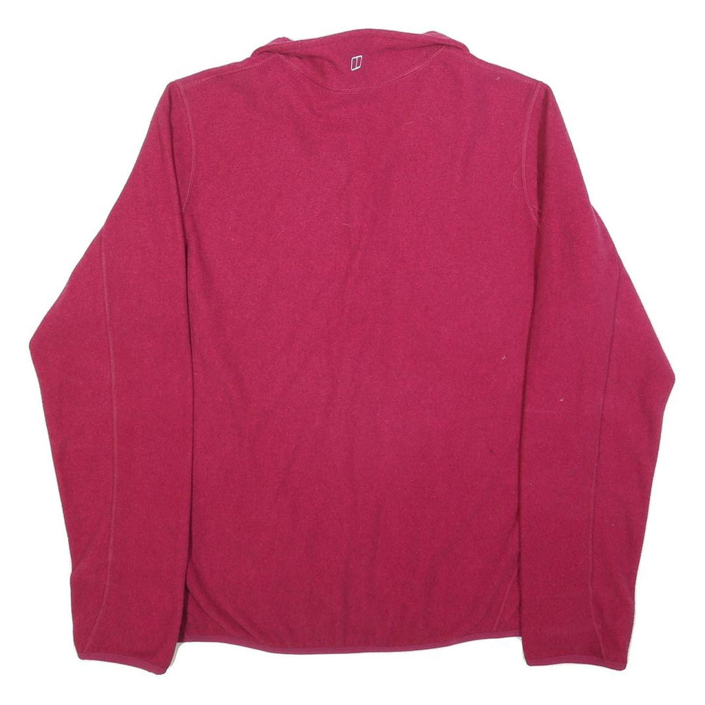 BERGHAUS Womens Red Pullover Plain Crew Neck Basic Knit UK 12 Fleece Jumper