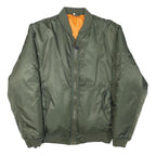 Mens Green Bomber Jacket S Polyester Blend Plain Lightweight Zip Fastening