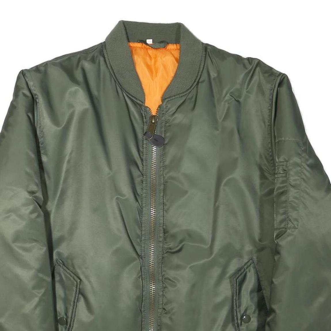 Mens Green Bomber Jacket S Polyester Blend Plain Lightweight Zip Fastening