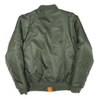 Mens Green Bomber Jacket S Polyester Blend Plain Lightweight Zip Fastening