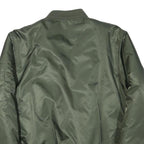 Mens Green Bomber Jacket S Polyester Blend Plain Lightweight Zip Fastening