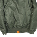 Mens Green Bomber Jacket S Polyester Blend Plain Lightweight Zip Fastening