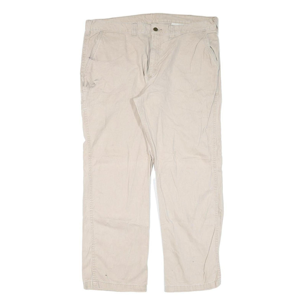 CARHARTT Mens Regular Fit Beige Cotton Blend Jeans W40 L29 Workwear Zip Closure