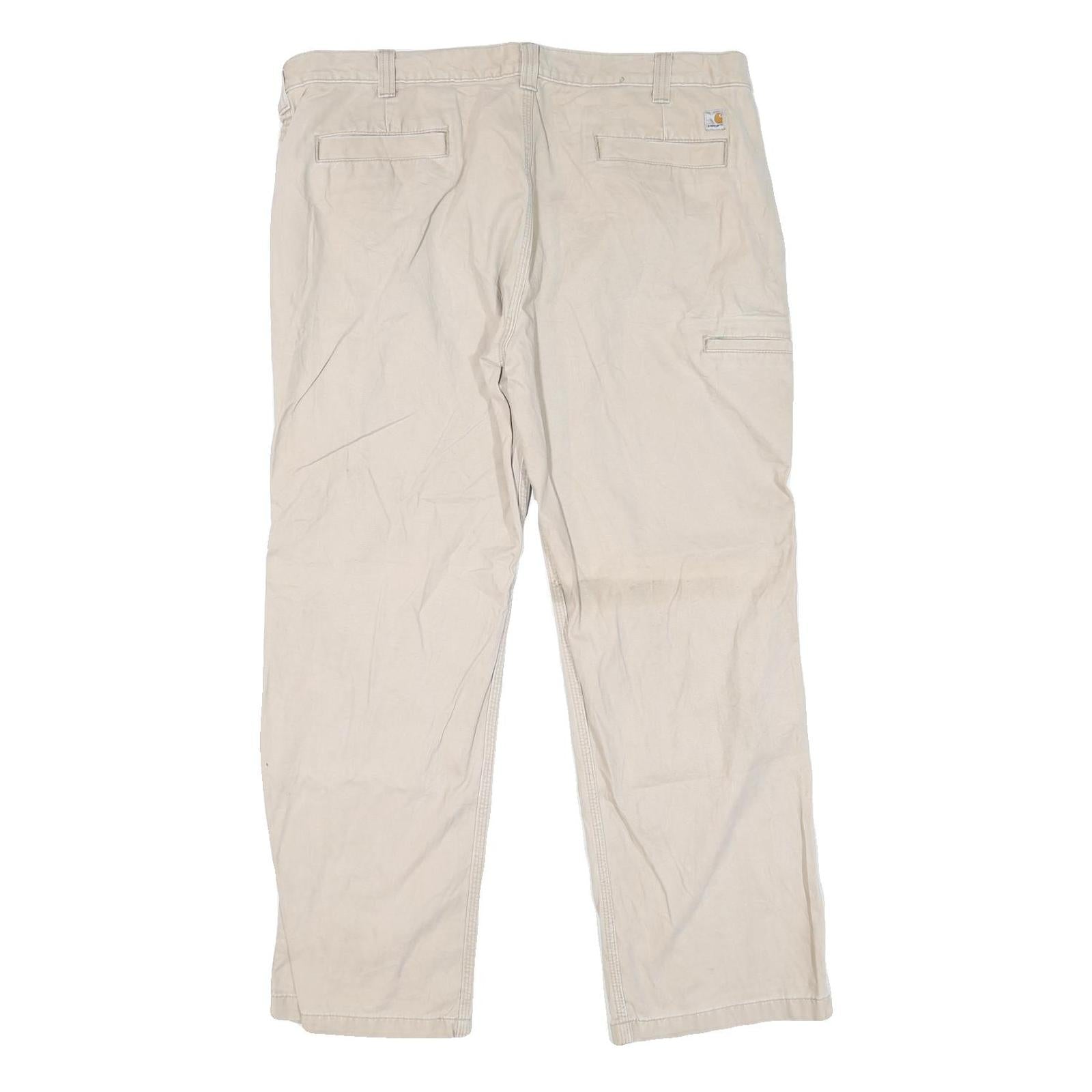 CARHARTT Mens Regular Fit Beige Cotton Blend Jeans W40 L29 Workwear Zip Closure
