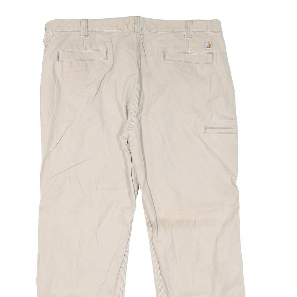 CARHARTT Mens Regular Fit Beige Cotton Blend Jeans W40 L29 Workwear Zip Closure