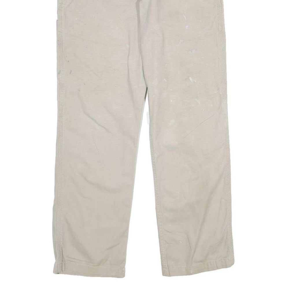CARHARTT Mens Cotton Blend Beige Relaxed Straight Trousers W32 L30 Workwear Zip