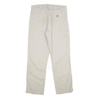 CARHARTT Mens Cotton Blend Beige Relaxed Straight Trousers W32 L30 Workwear Zip