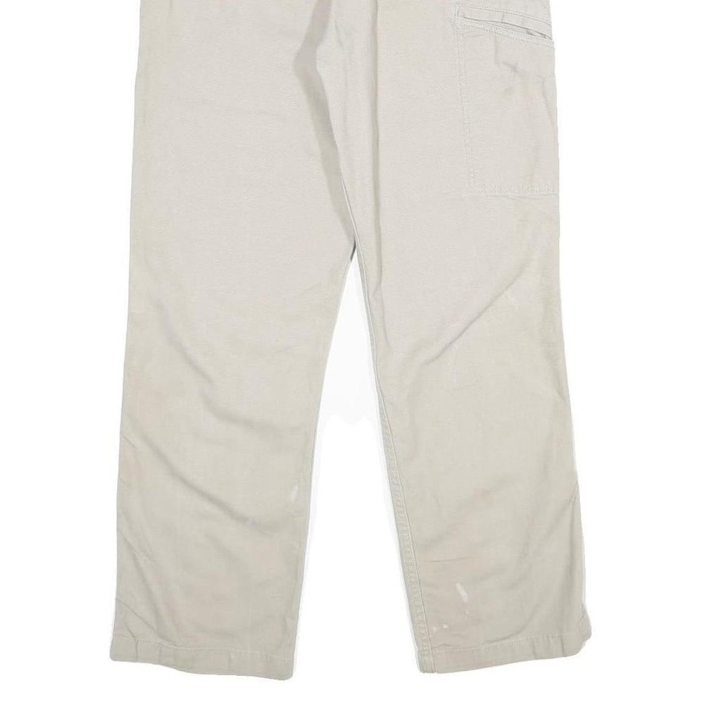 CARHARTT Mens Cotton Blend Beige Relaxed Straight Trousers W32 L30 Workwear Zip