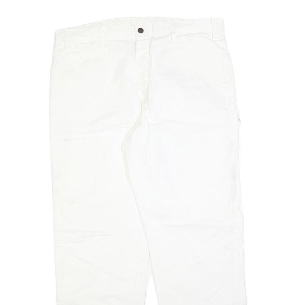 DICKIES Mens White Regular Fit Straight Denim Jeans W38 L32 Workwear Utility